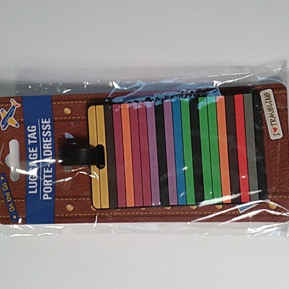On The Go Multi Color Striped Luggage Tag
